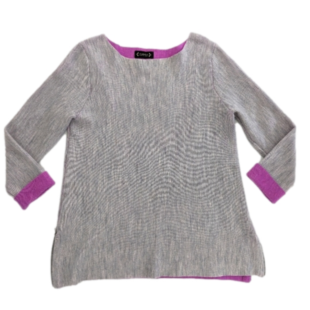 Nanette Lepore silver gray purple wool pullover sweater women's Large